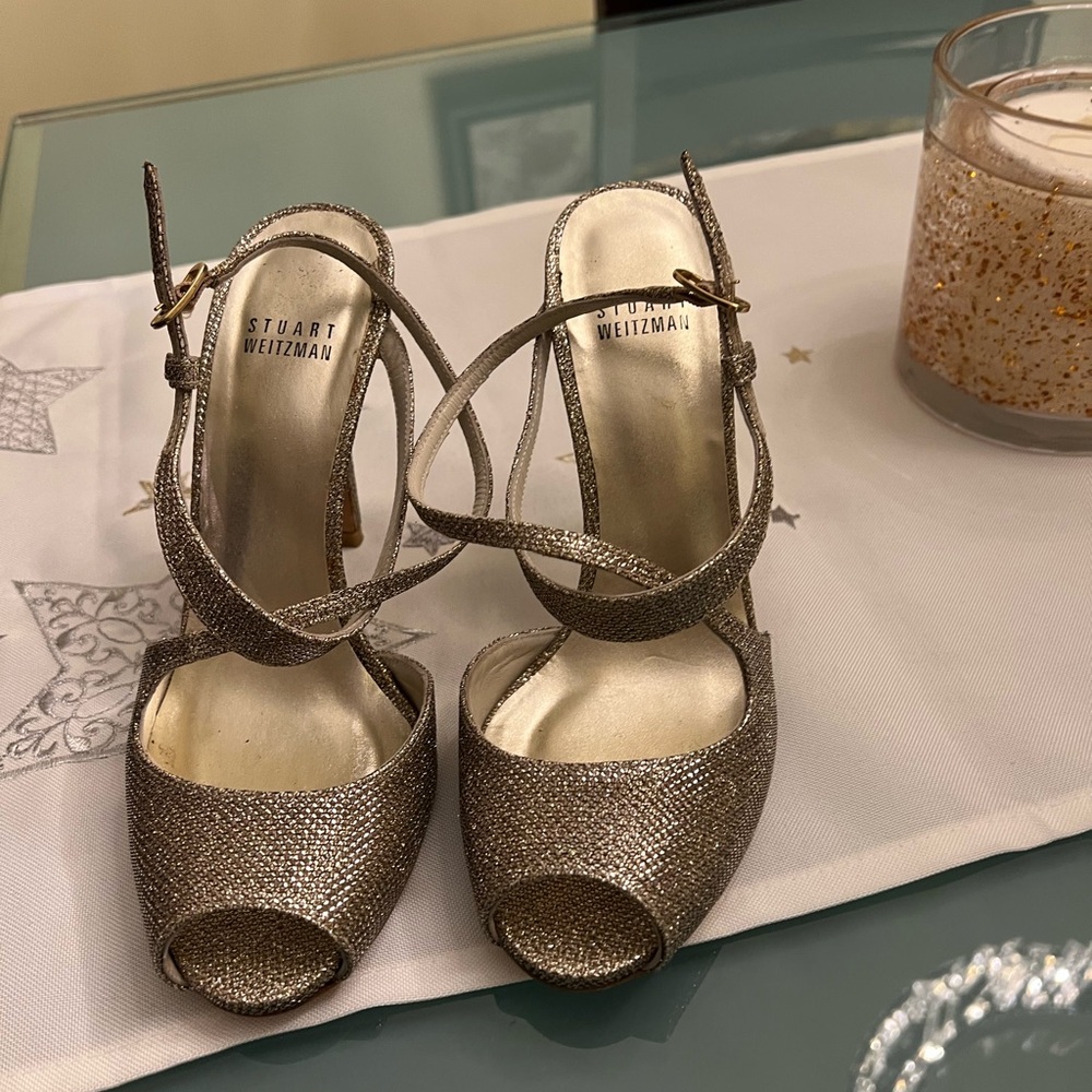Stuart Weitzman Glittering Gold Heels